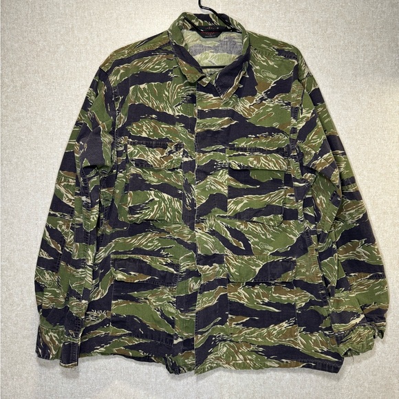 TRU-SPEC Vtg Tiger Stripe Camo Field Jacket Tactical Military Shirt Size L - Picture 1 of 9